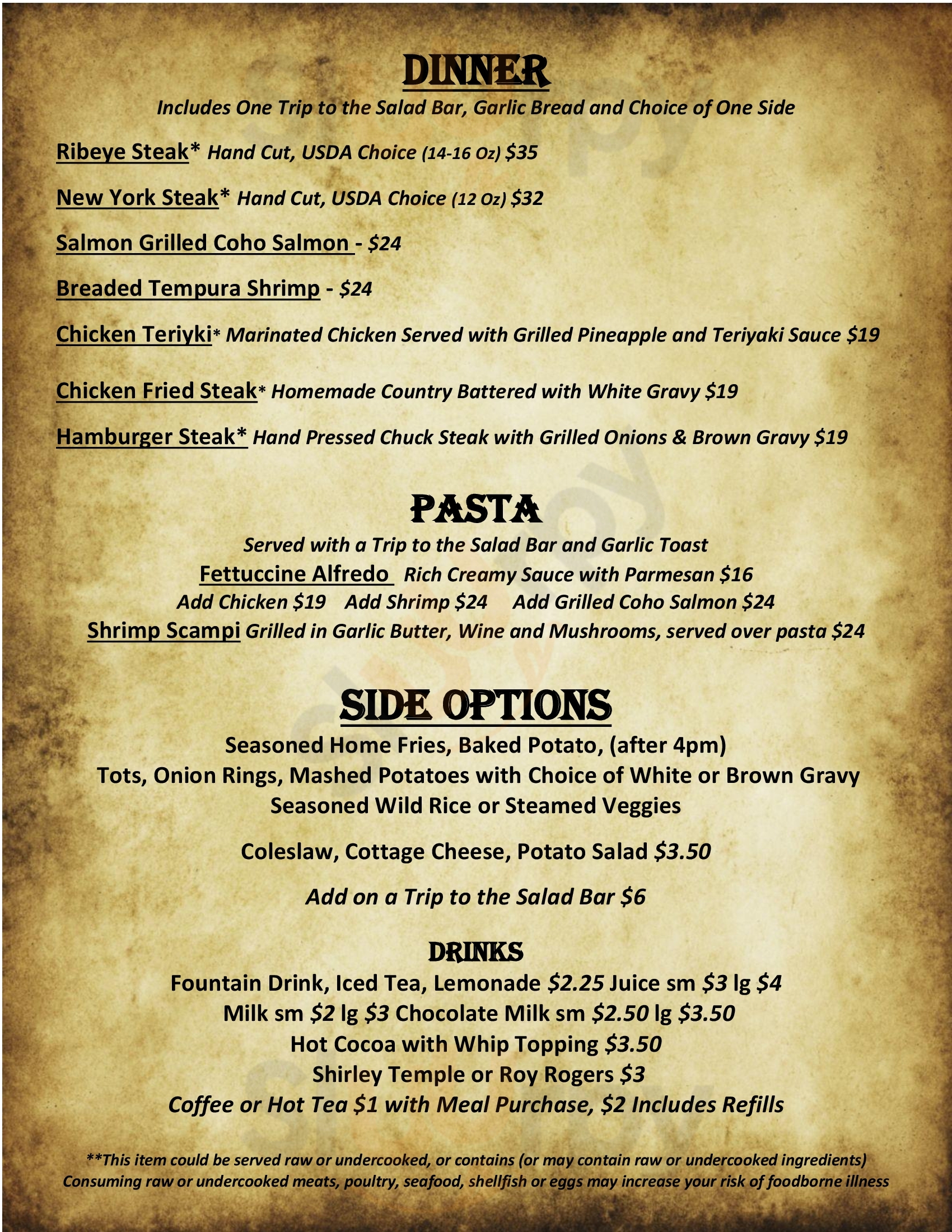 Main Menu - Silver Spur Restaurant