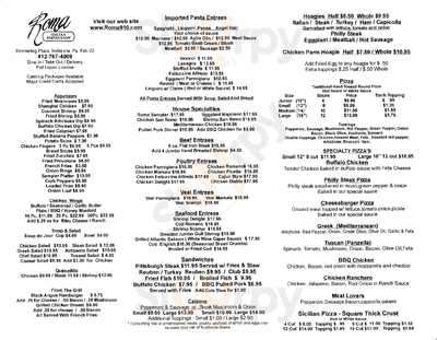 Roma Italian Restuarant menu