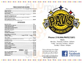 Pav's menu