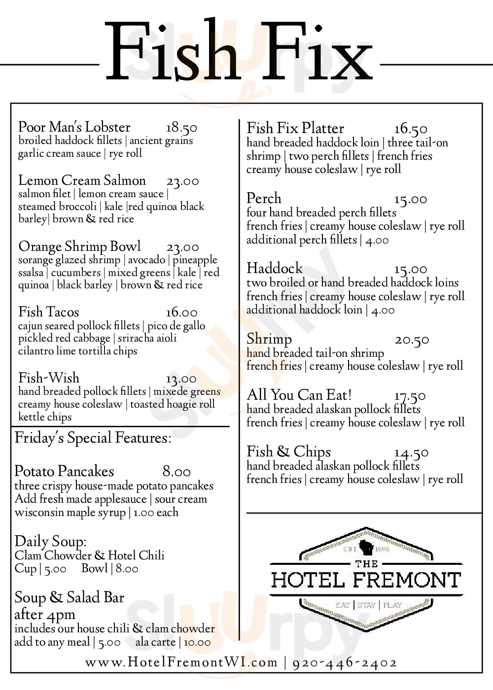 Main Menu - Fremont Hotel