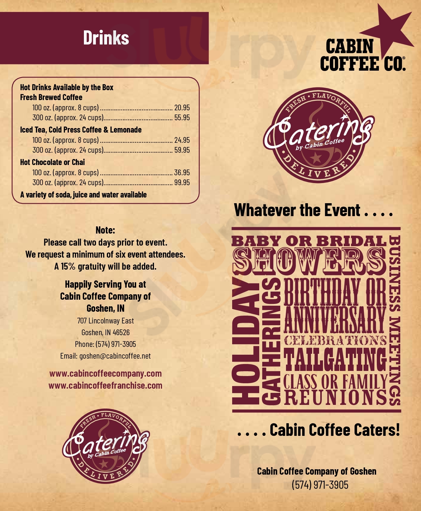 Main Menu - Cabin Coffee Co