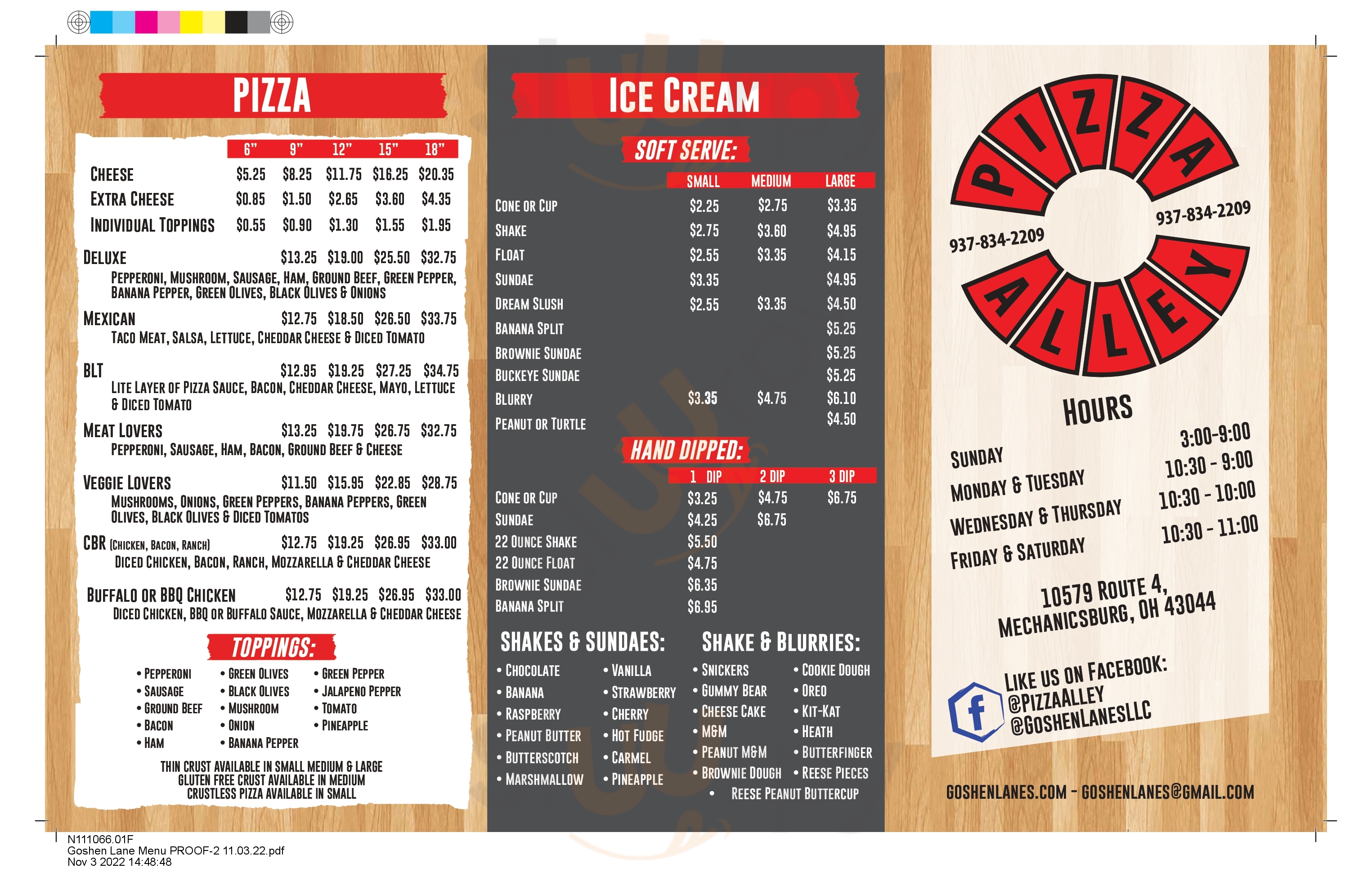 Main Menu - Pizza Alley