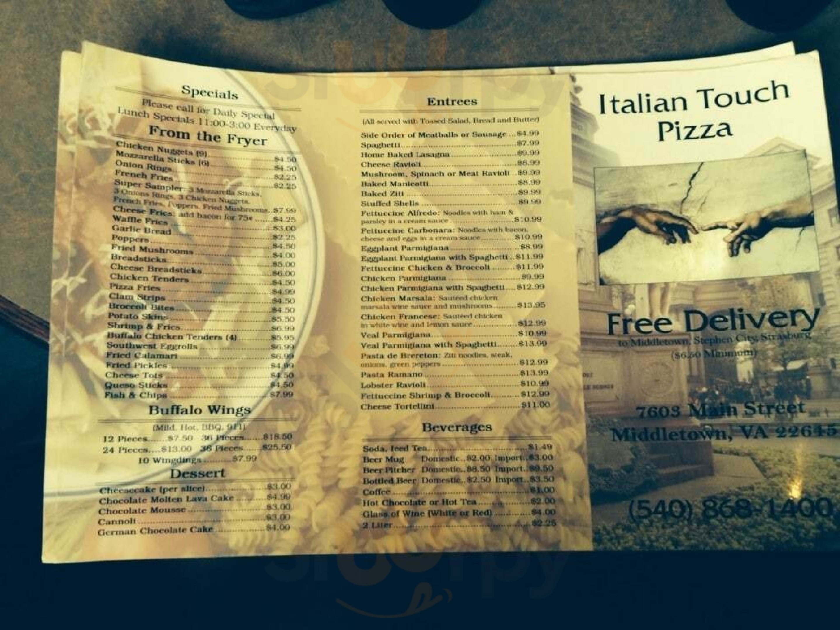 Italian Touch Middletown Menu - 1