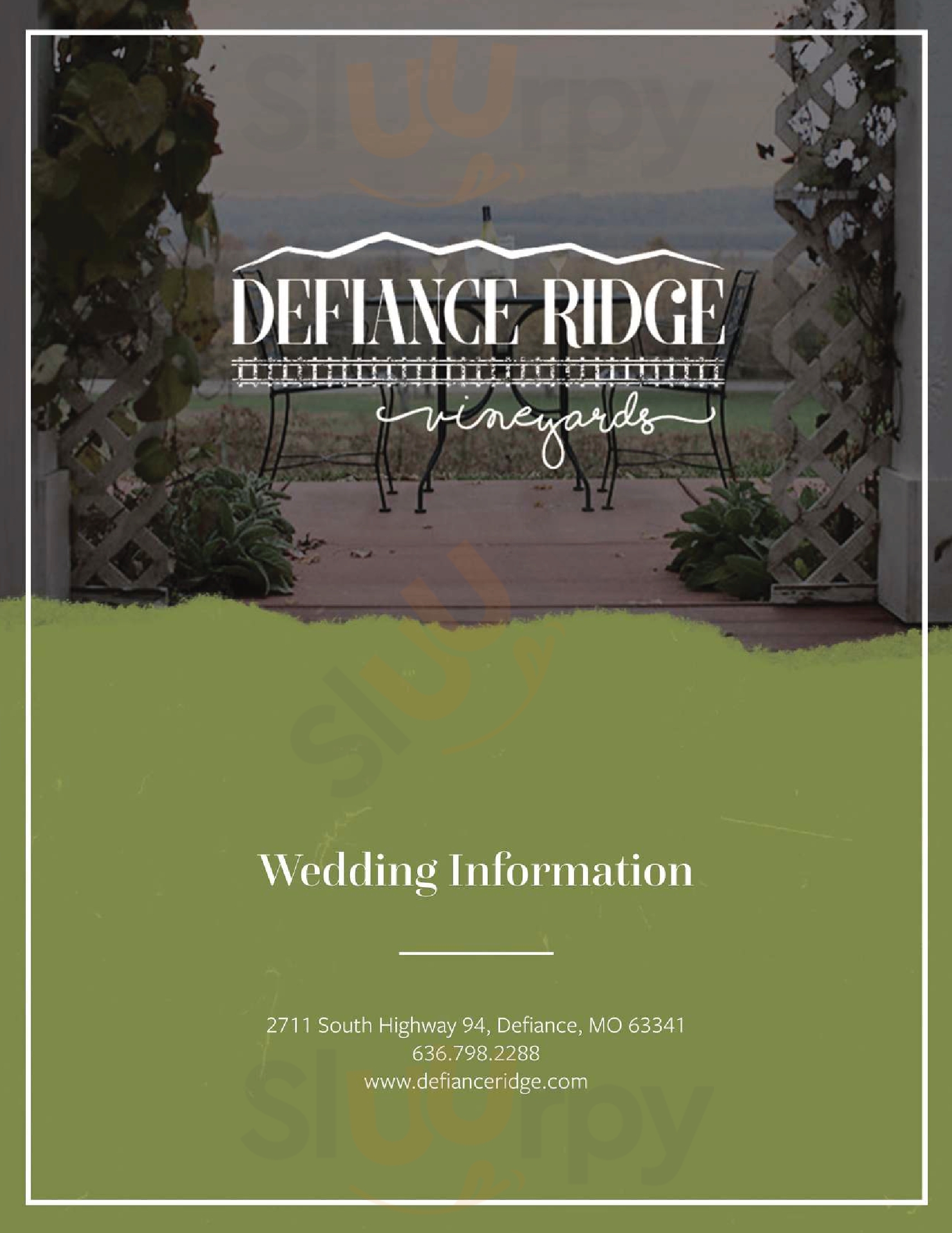 Defiance Ridge Vineyards Defiance Menu - 1
