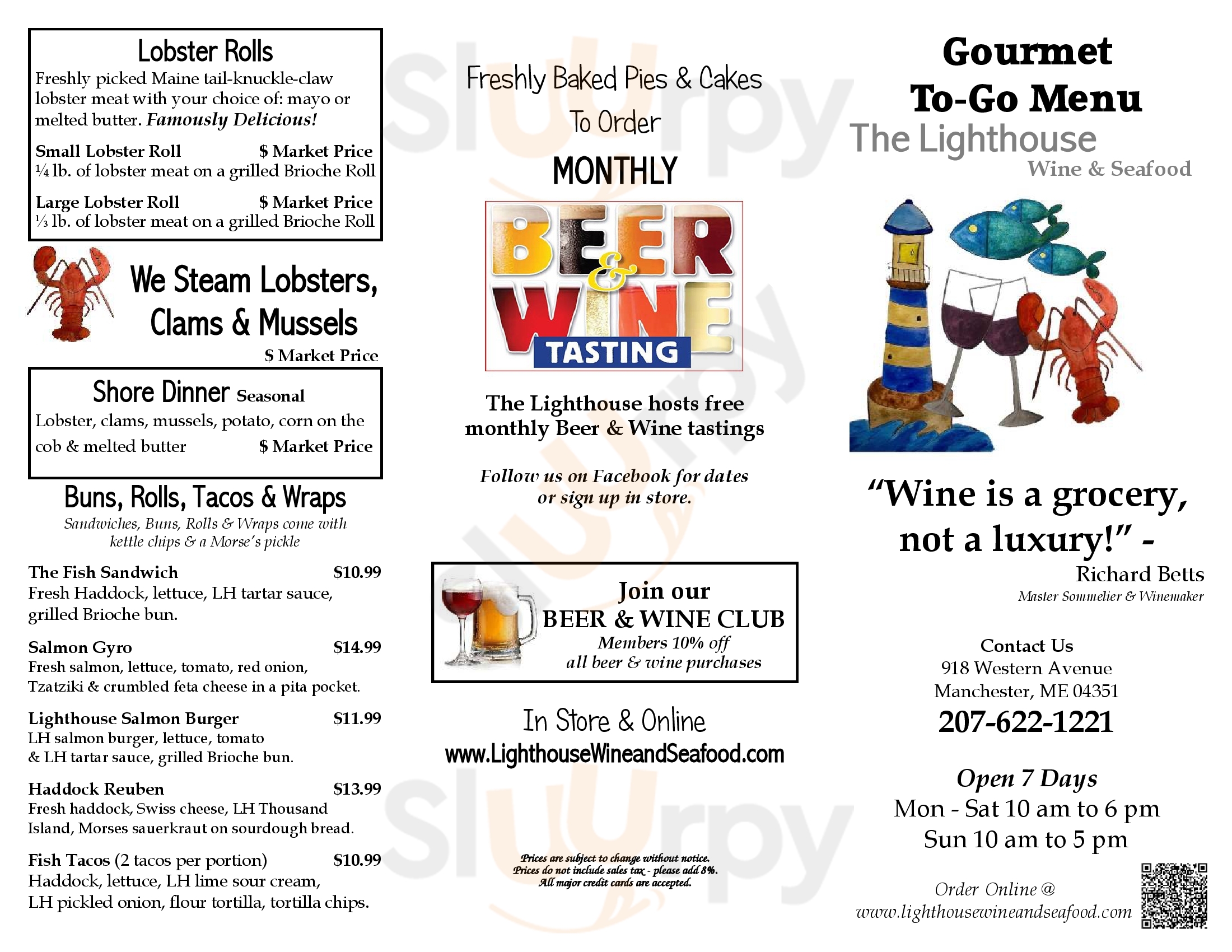 Main Menu - Lighthouse Wine & Seafood