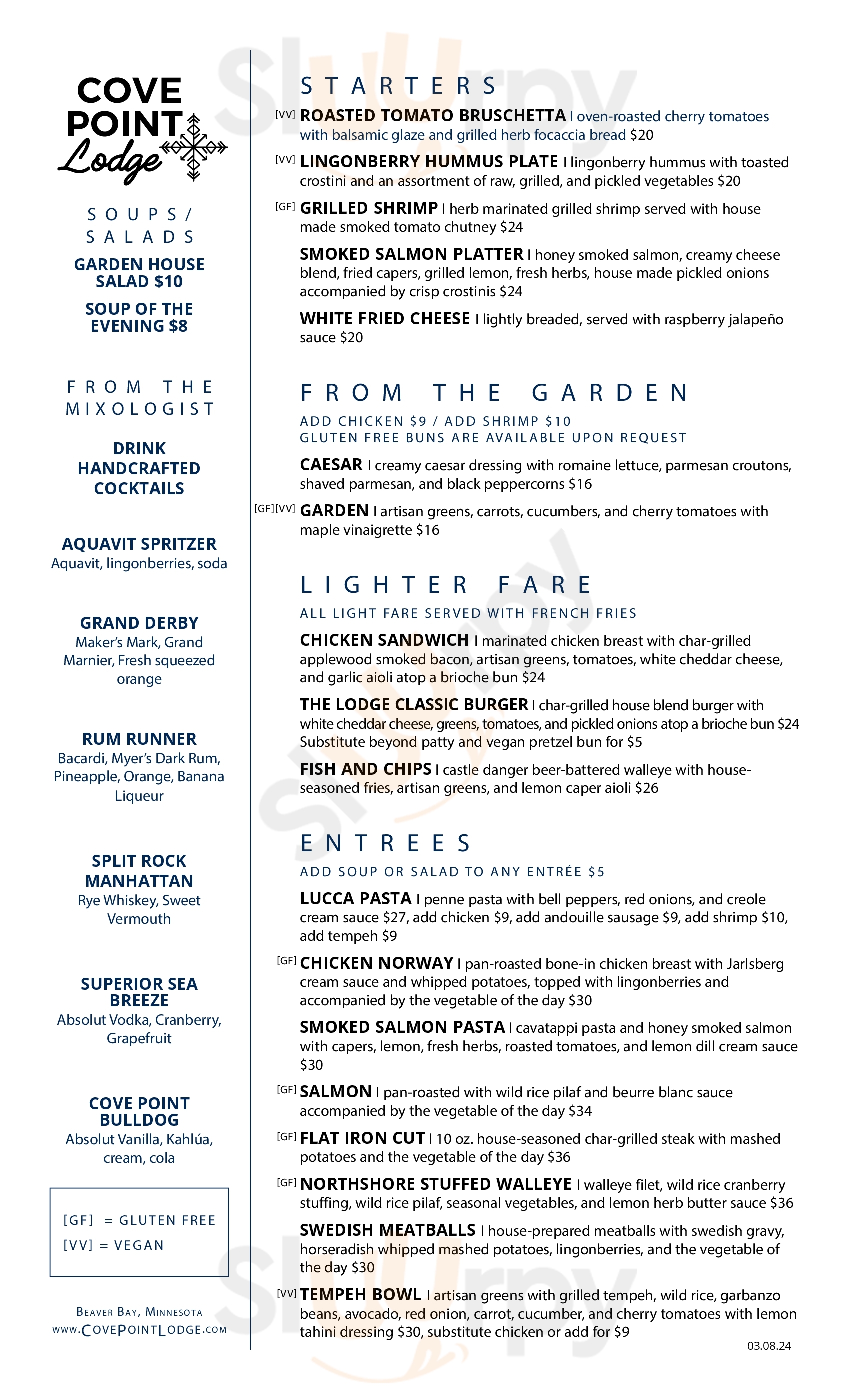 Main Menu - Cove Point Crossing