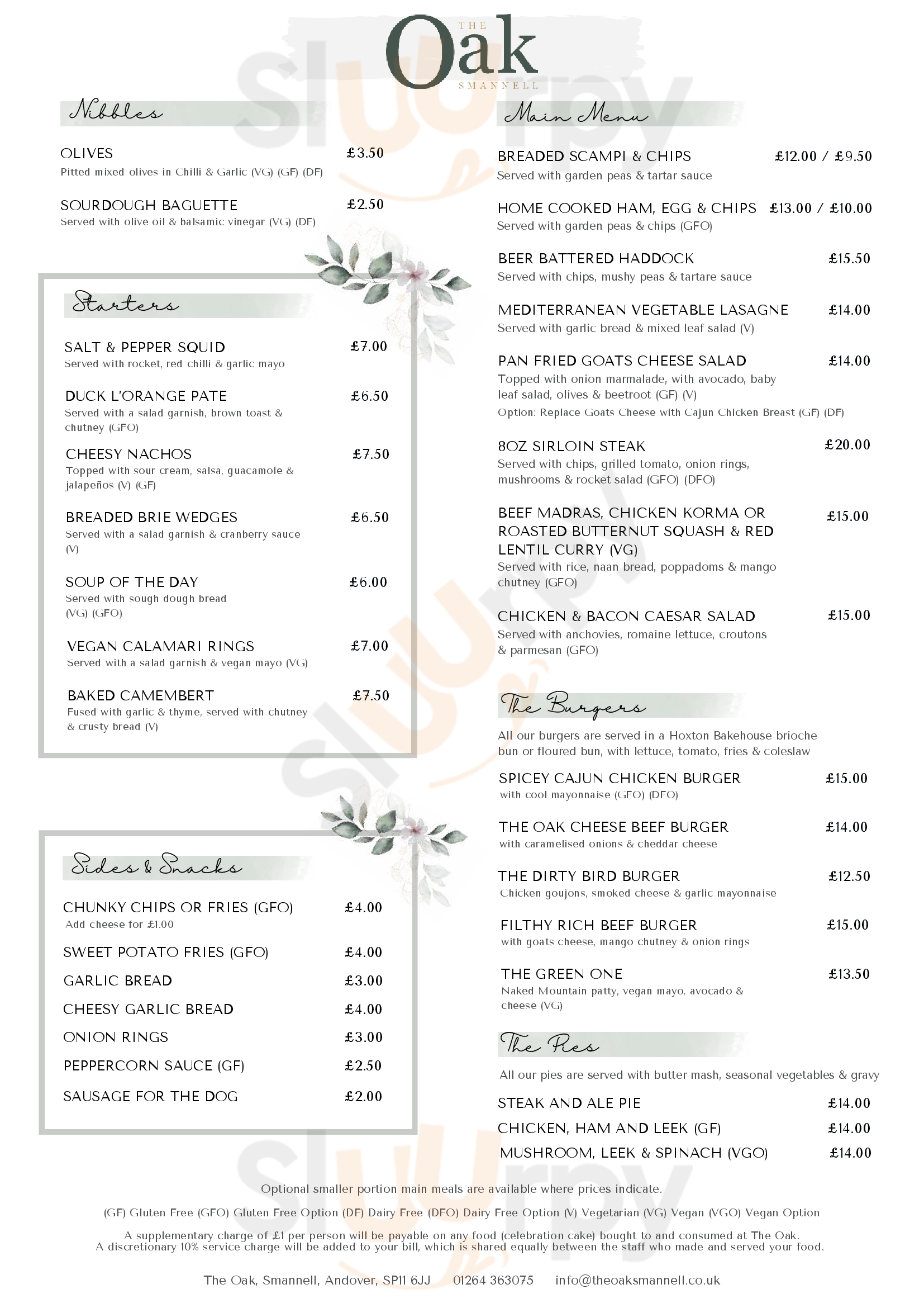 Main Menu - The Oak