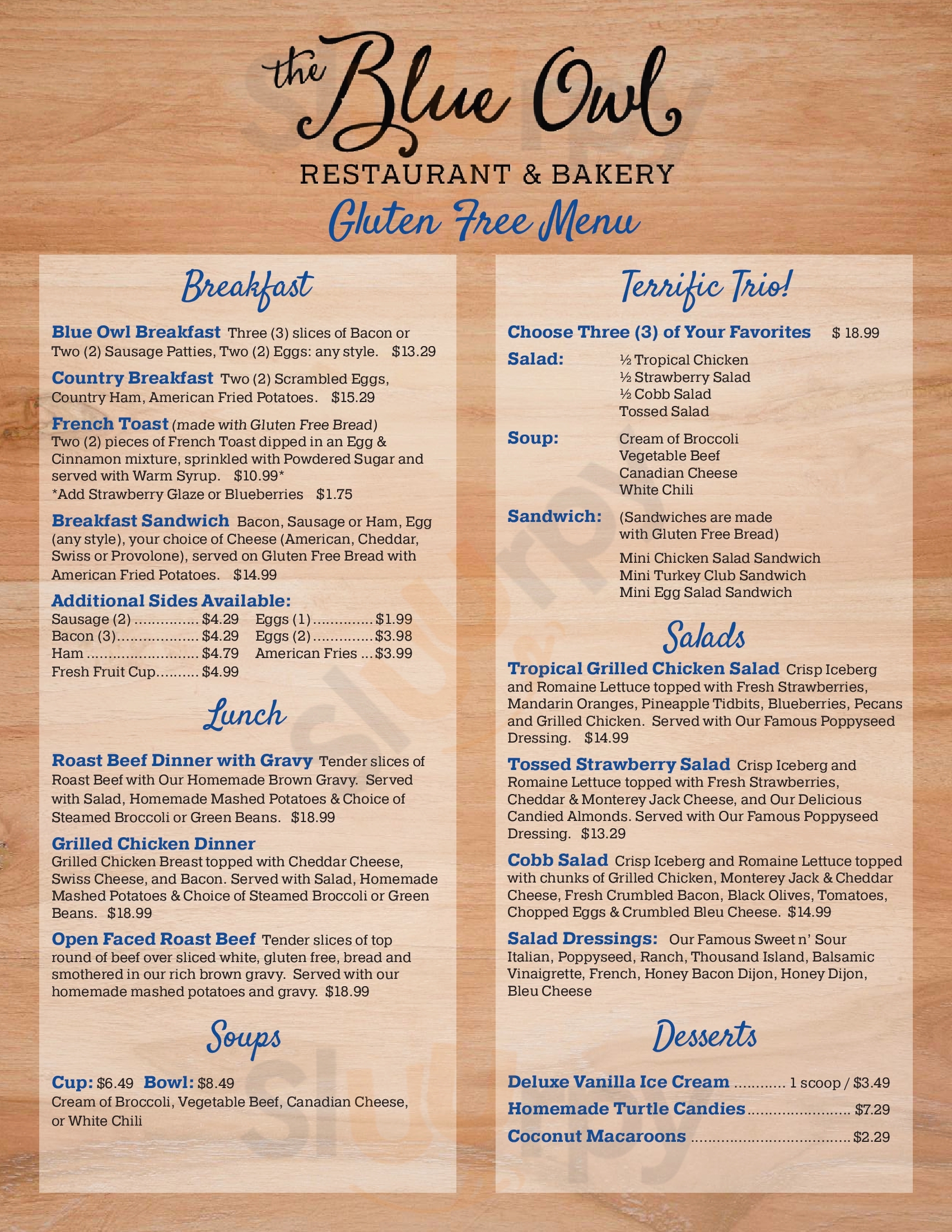 The Blue Owl Kimmswick Menu - 1