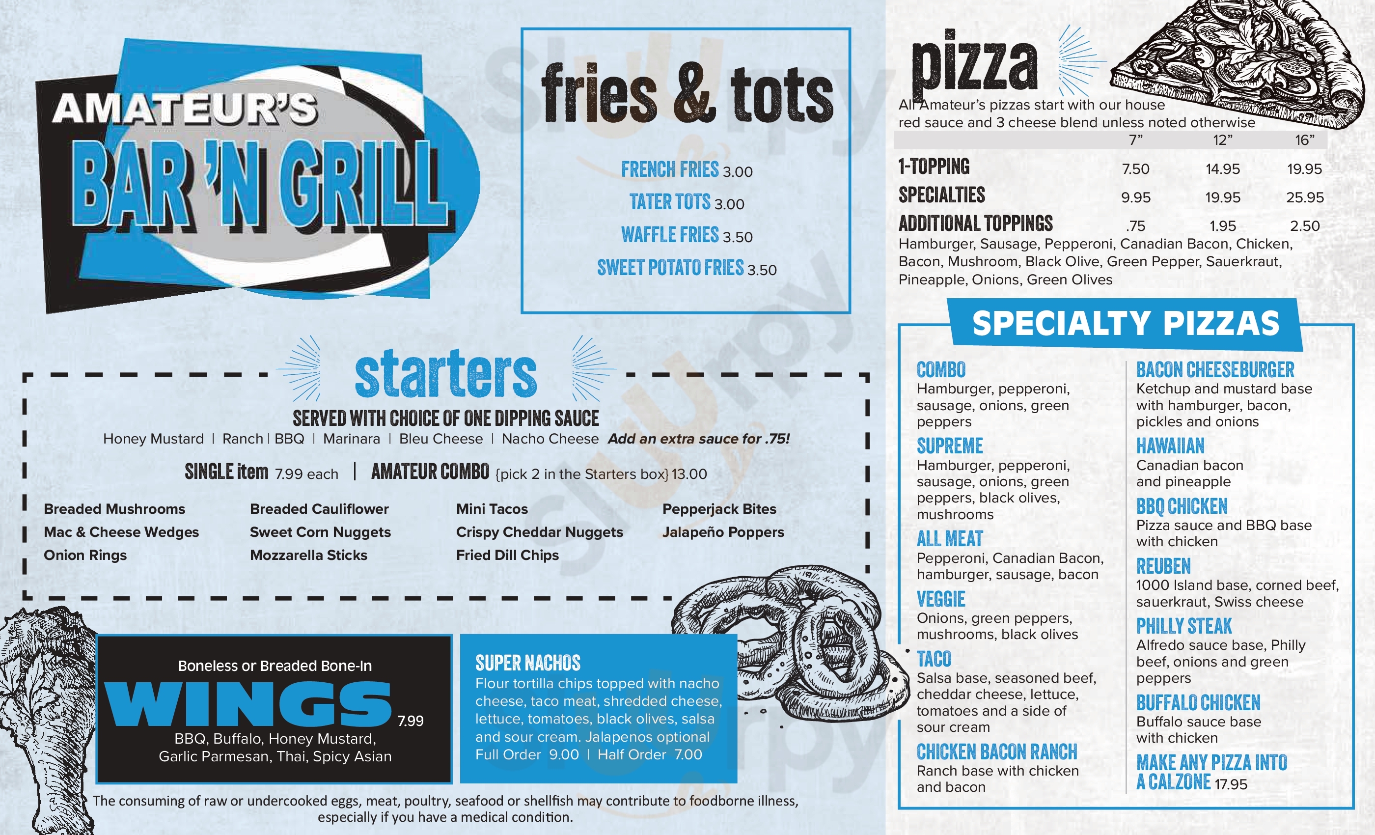 Main Menu - Amateur's Bar 'n Grill