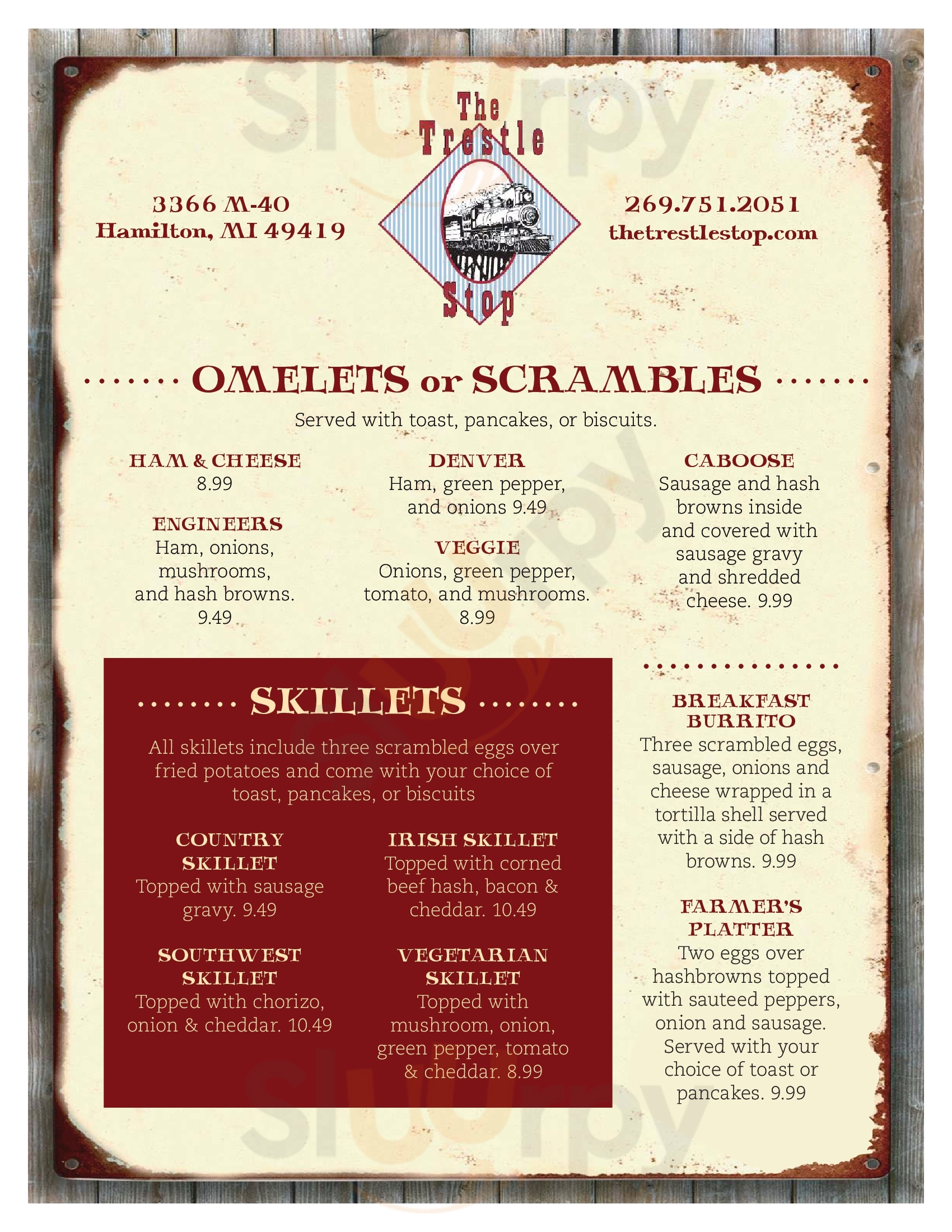 Main Menu - The Trestle Stop