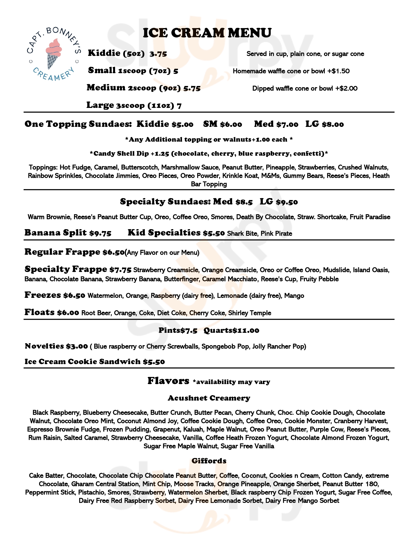 Main Menu - Captain Bonney's