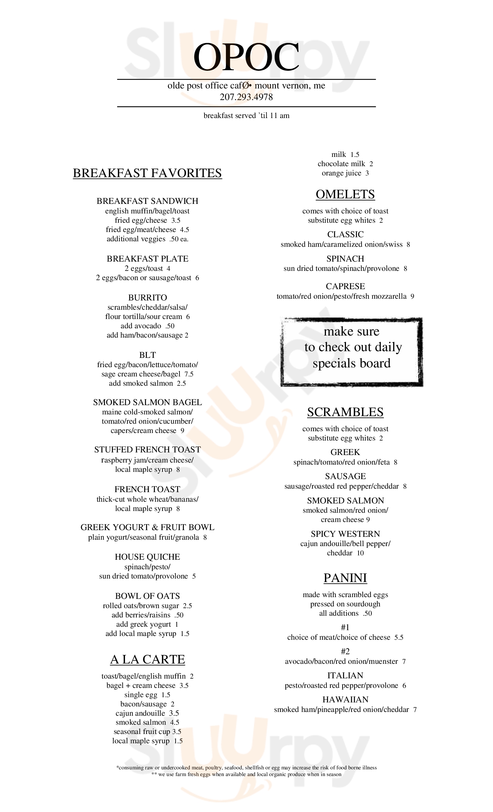 Olde Post Office Cafe Mount Vernon Menu - 1