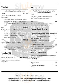 North Country Store menu