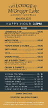The Lodge At Mcgregor Lake - Restaurant & Bar menu