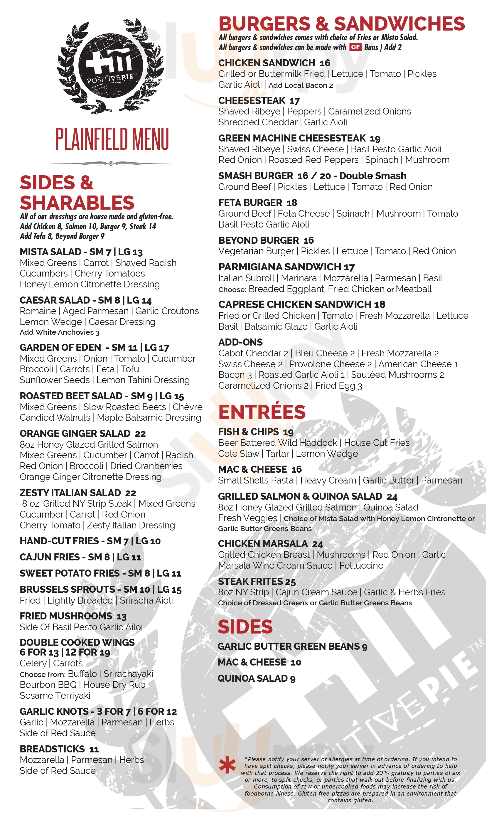 Main Menu - Positive Pie Plainfield