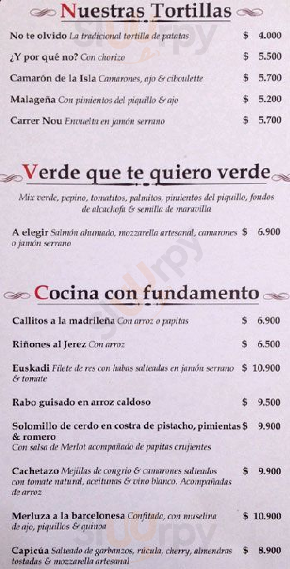 Carrer Nou Santiago Menu - 1