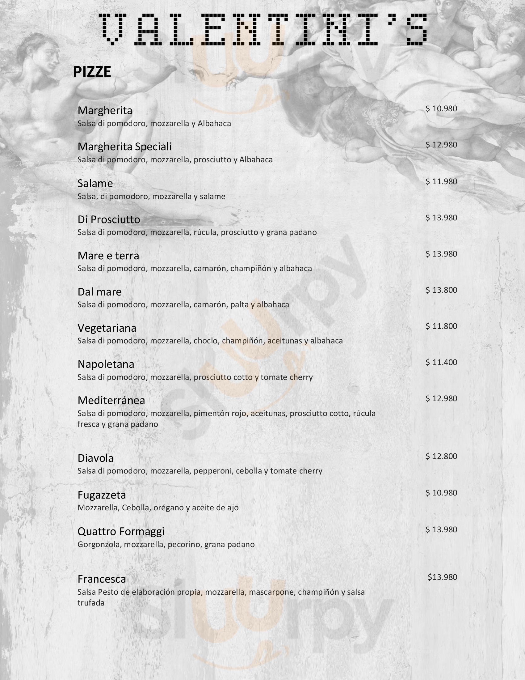 Valentini's Pizzeria Concón Menu - 1