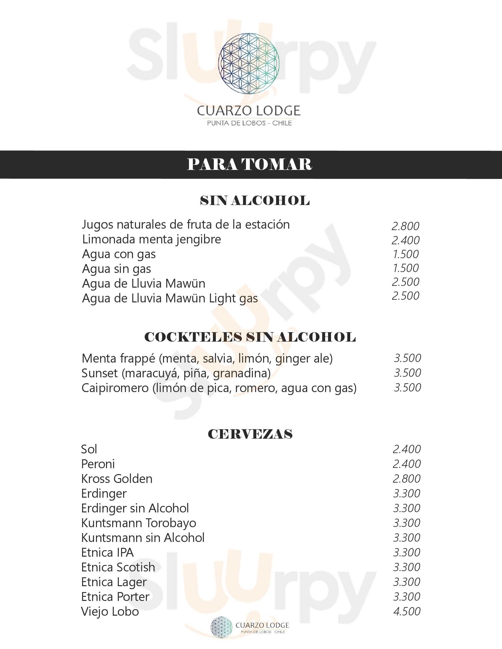 Cuarzo Restaurant Pichilemu Menu - 1