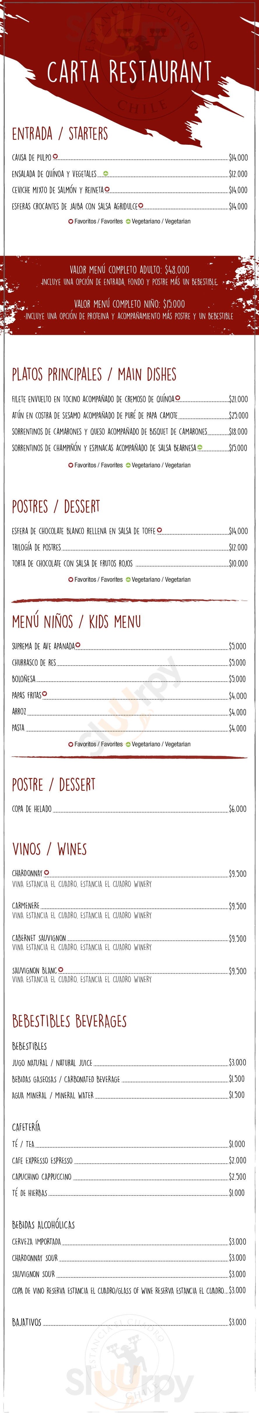 Estancia El Cuadro - Restaurant Casablanca Menu - 1