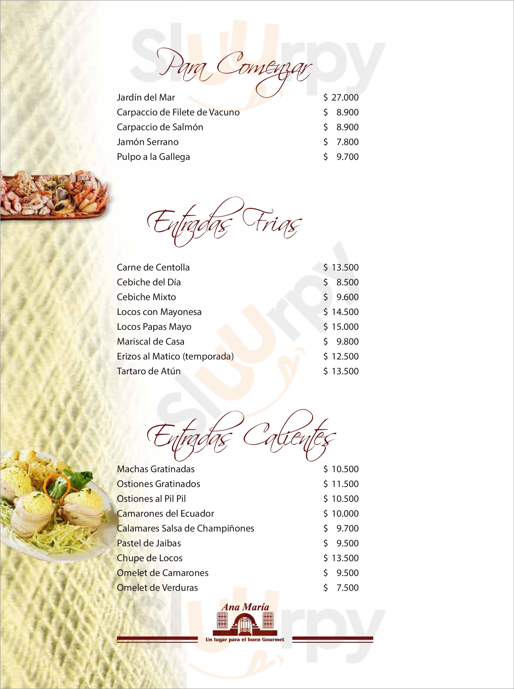Ana Maria Restaurant Men Santiago Main Menu Sluurpy