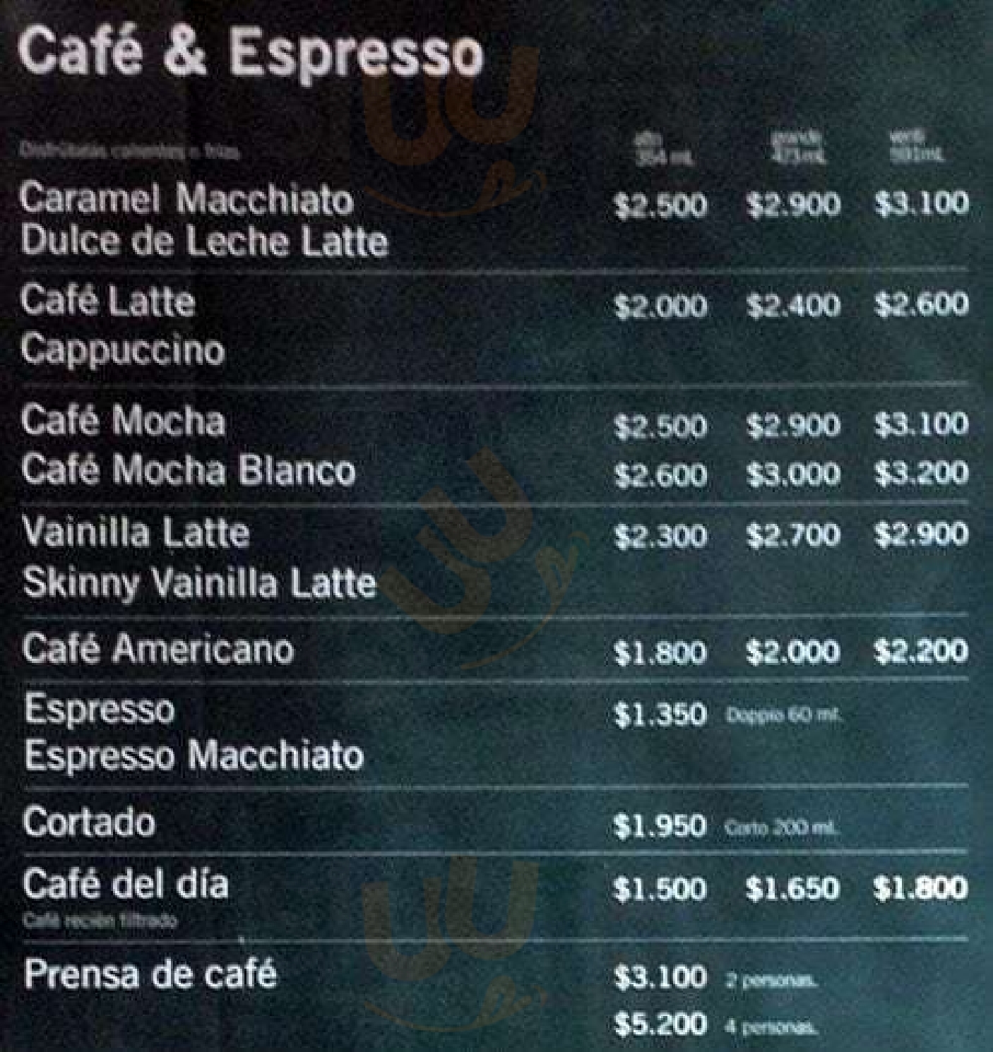 Starbucks Santiago Menu - 1