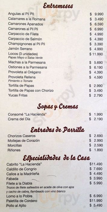 La Hacienda Gaucha Santiago Menu - 1
