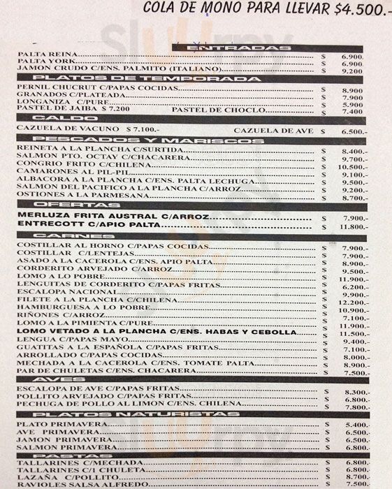 Bar Nacional N°2 Santiago Menu - 1