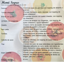La Sopería menu