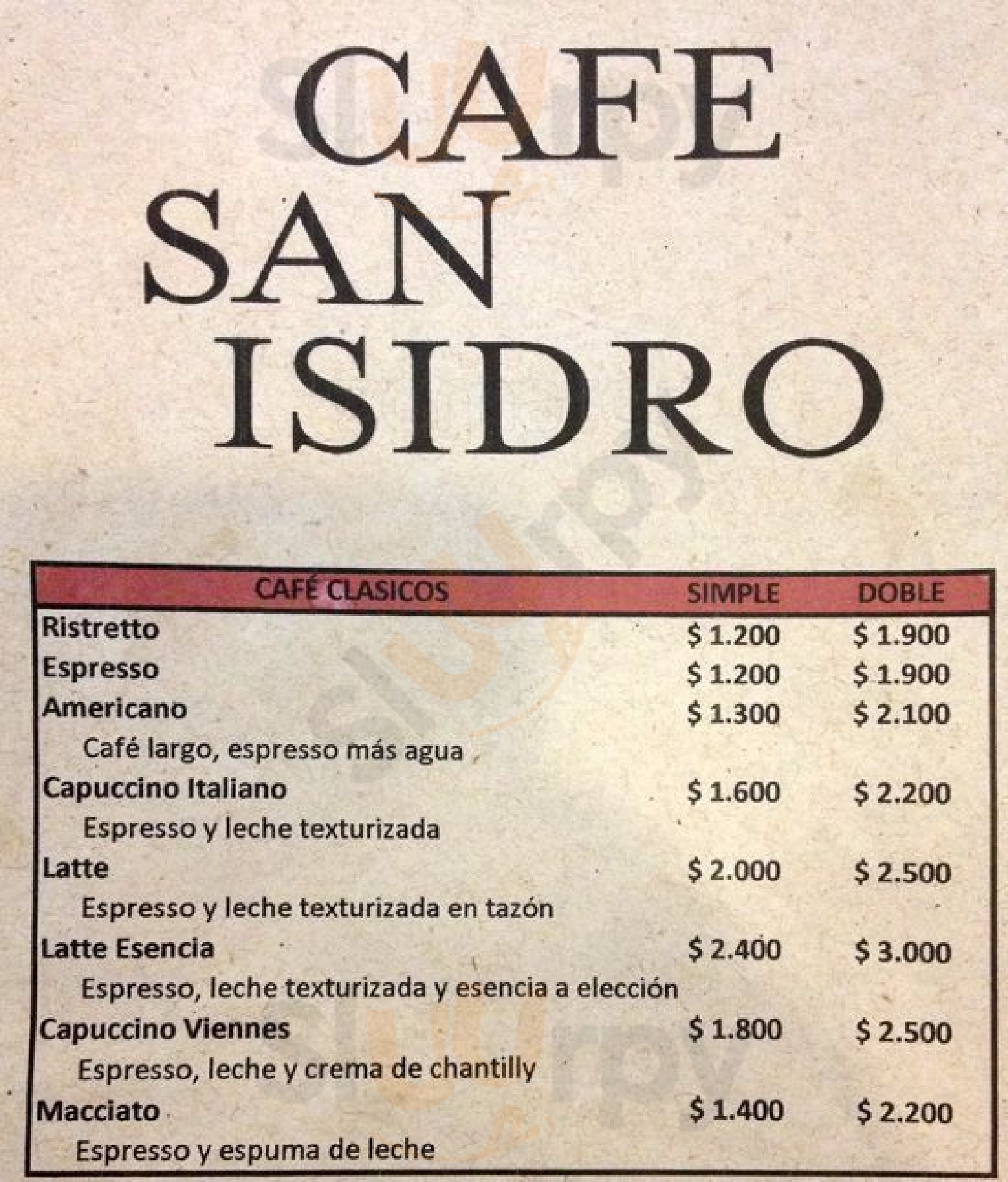 Café San Isidro Santiago Menu - 1