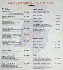 Los Tesoros Del Inca menu