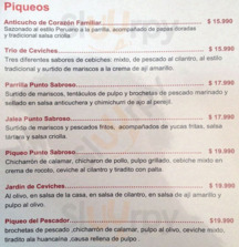 Punto Sabroso Resto Bar menu