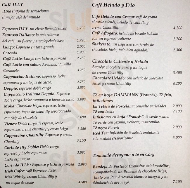 Cory Coffeehouse Santiago Menu - 1