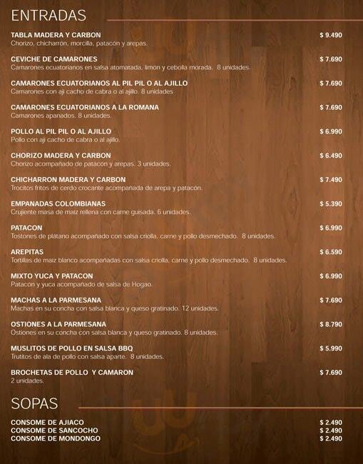 Madera Y Carbón Santiago Menu - 1