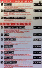 Gringos menu
