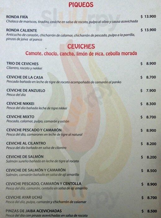 Ayar Uchu Santiago Menu - 1