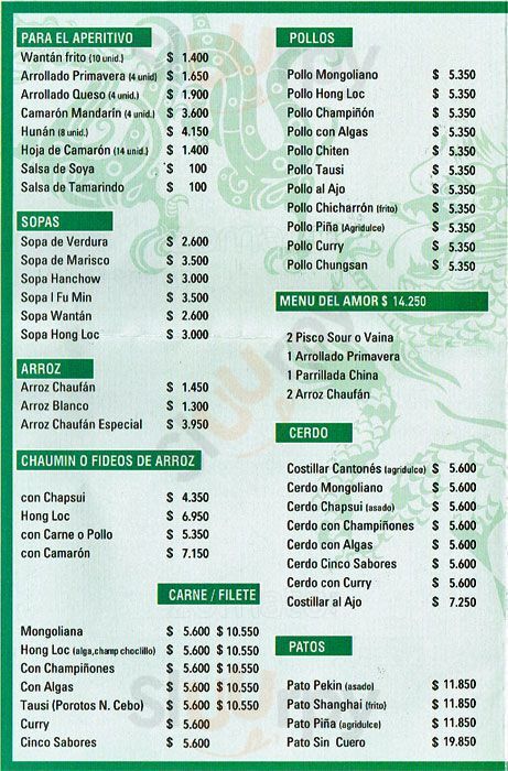 Hong Loc Santiago Menu - 1