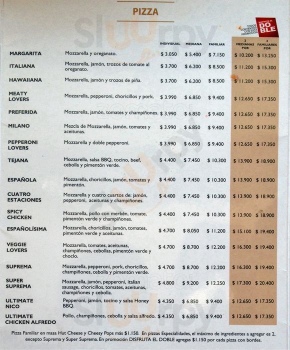 Pizza Hut Santiago Menu - 1