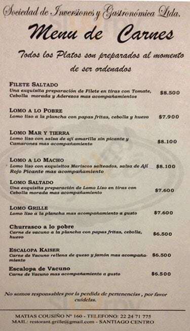 Grille Santiago Menu - 1