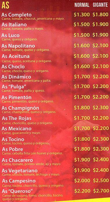 The Rojas Santiago Menu - 1