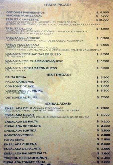 Vista Al Rio Restaurant Santiago Menu - 1