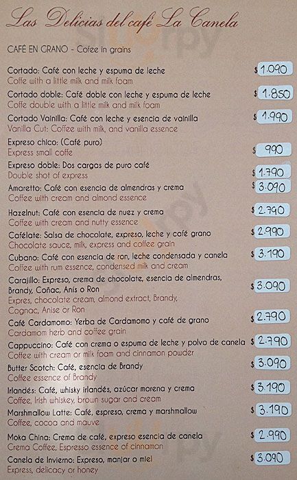 Cafe Literario La Canela Santiago Menu - 1