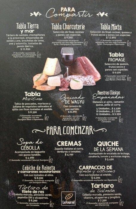 Le Fournil Santiago Menu - 1