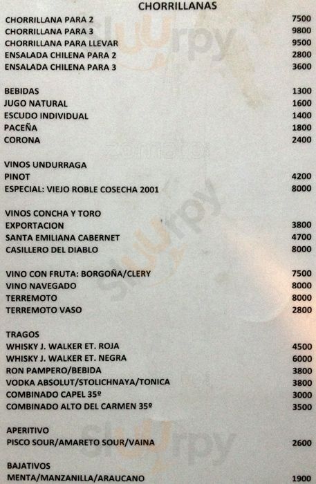 Chorrillanas Santiago Menu - 1