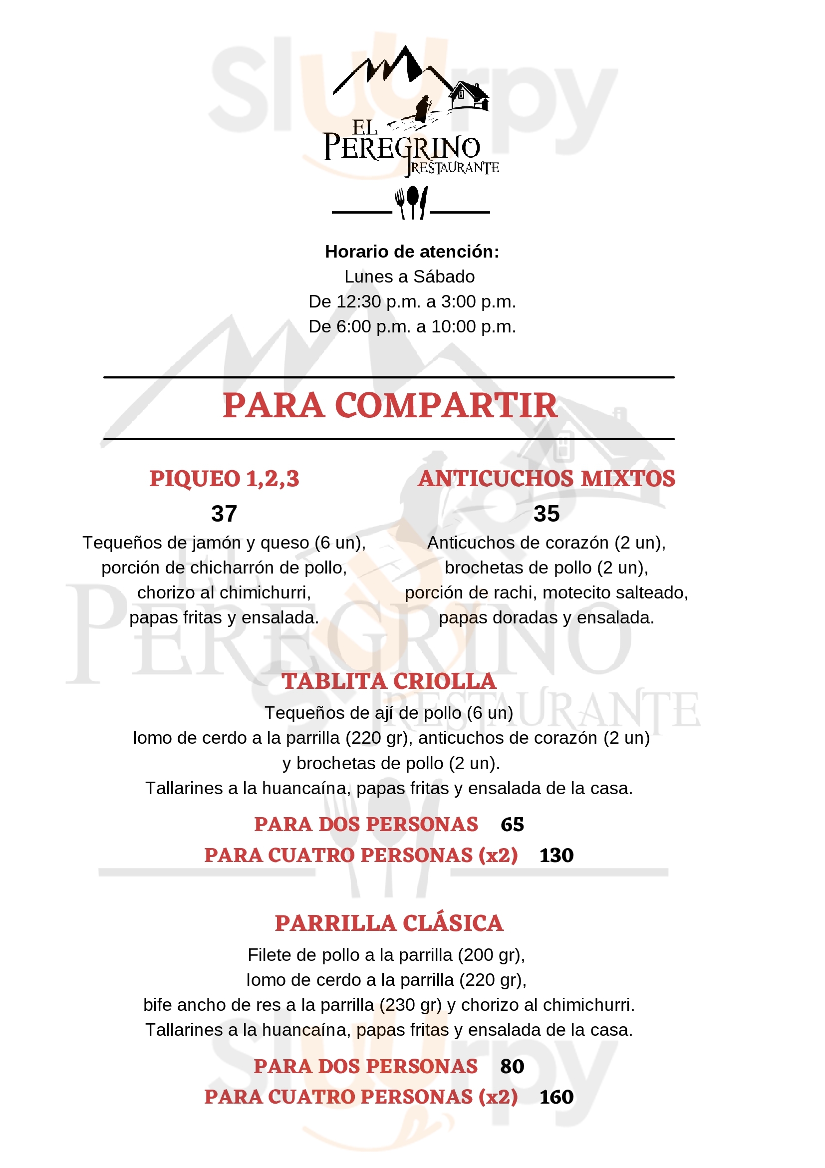 El Peregrino Restaurante Abancay Menu - 1