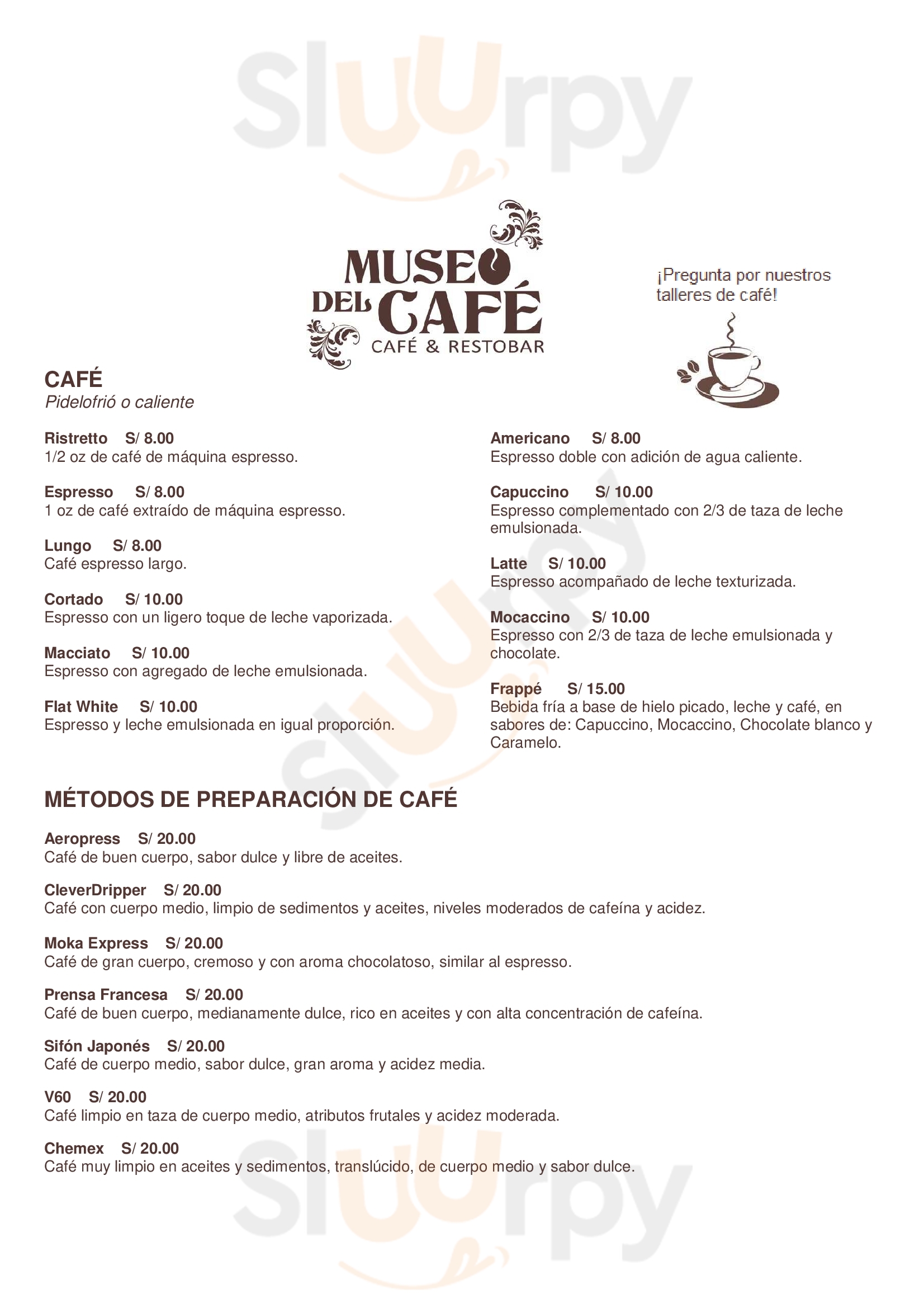 Museo Del Café Cuzco Menu - 1