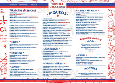 Barra Chalaca menu