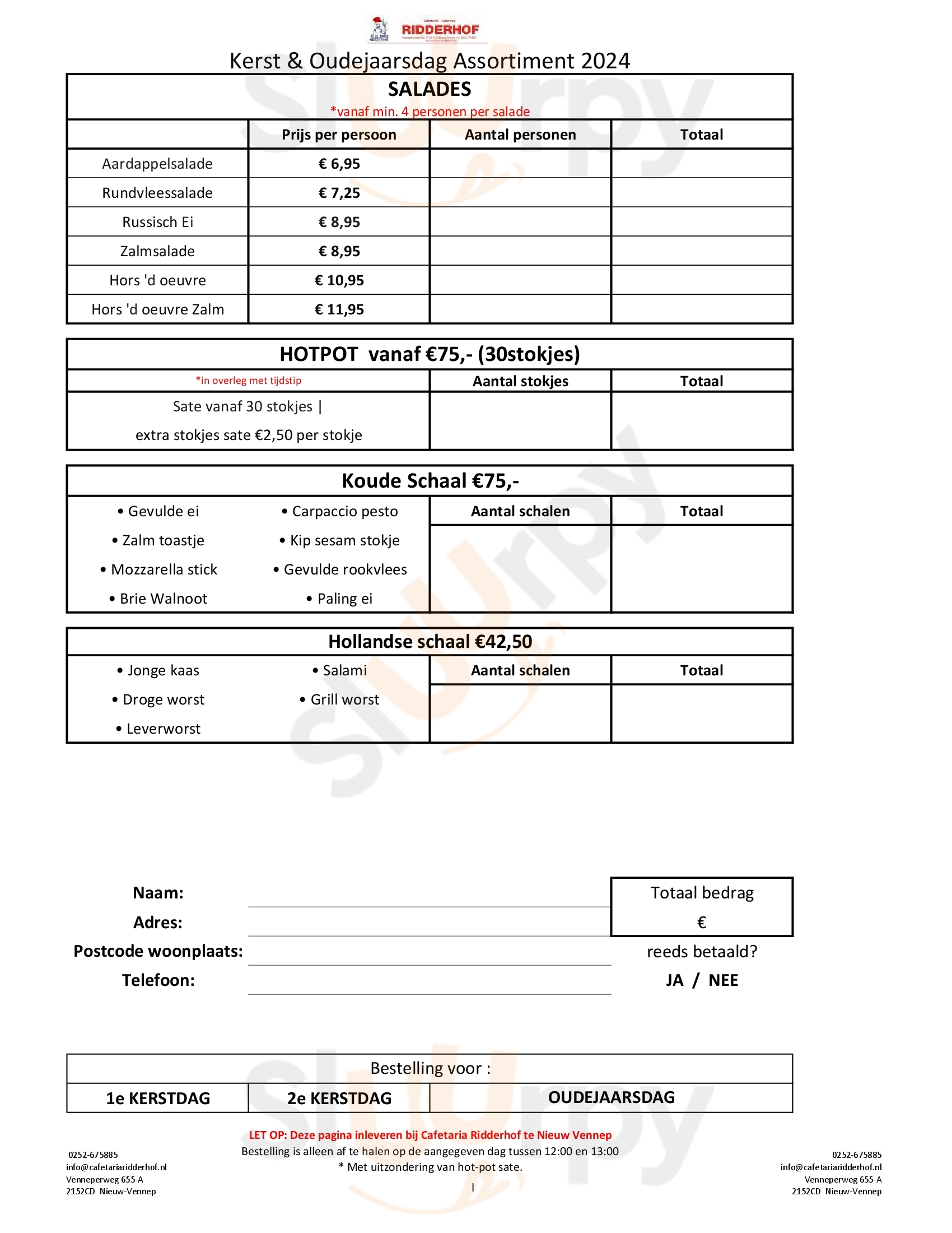 Cafetaria Ridderhof Nieuw-Vennep Menu - 1