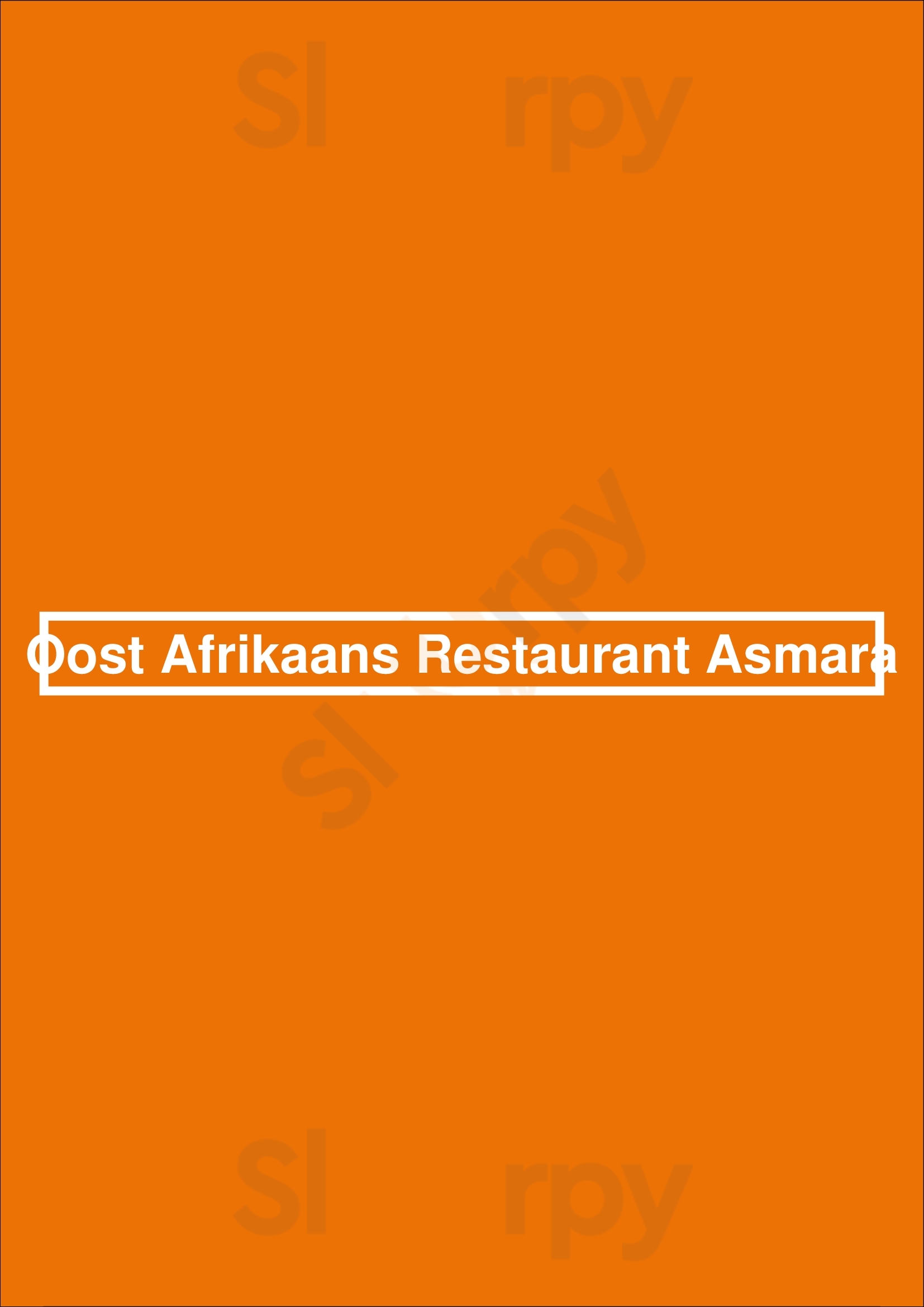 Oost Afrikaans Restaurant Asmara Eindhoven Menu - 1