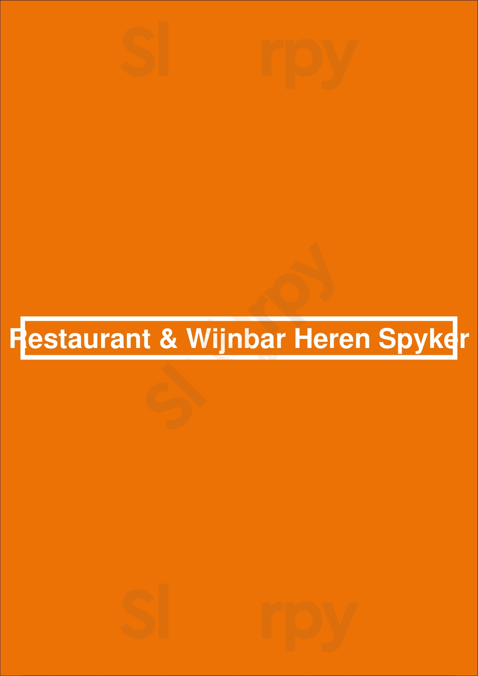Restaurant & Wijnbar Heren Spyker Hilversum Menu - 1