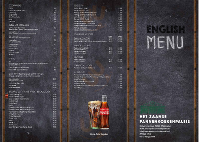 Het Zaanse Poff. & Pann.paleis menu